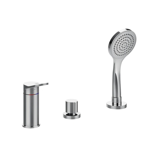 Immagine di Gessi VIA MERAVIGLI gruppo bordo vasca a tre fori, con doccetta e deviatore, finitura cromo 56043#031