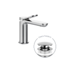 Immagine di Gessi VIA MERAVIGLI miscelatore monocomando H.15 cm per lavabo, con scarico Stop&Go e flessibili, finitura cromo 56051#031