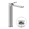 Immagine di Gessi VIA MERAVIGLI miscelatore monocomando H.30 cm per lavabo, con scarico Stop&Go e flessibili, finitura cromo 56053#031