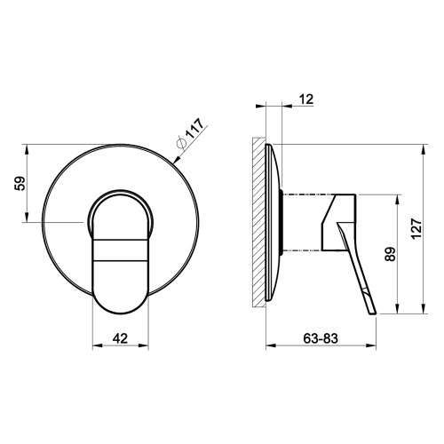 Immagine di Gessi VIA MERAVIGLI miscelatore per doccia a parete, 1 via, senza corpo incasso, colore nero finitura opaco 56062#299
