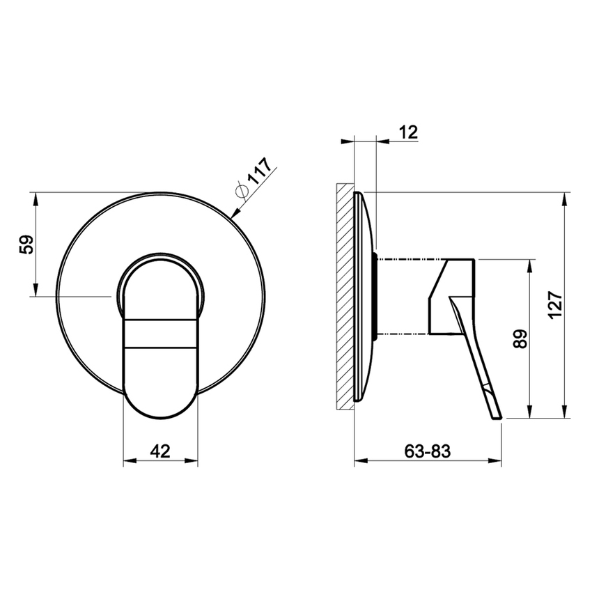Immagine di Gessi VIA MERAVIGLI miscelatore per doccia a parete, 1 via, senza corpo incasso, colore nero finitura opaco 56062#299