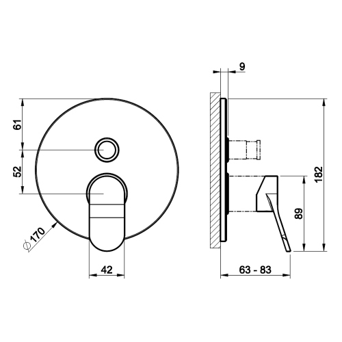 Immagine di Gessi VIA MERAVIGLI miscelatore per doccia a parete, 2 vie, con deviatore, senza corpo incasso, finitura cromo 56080#031