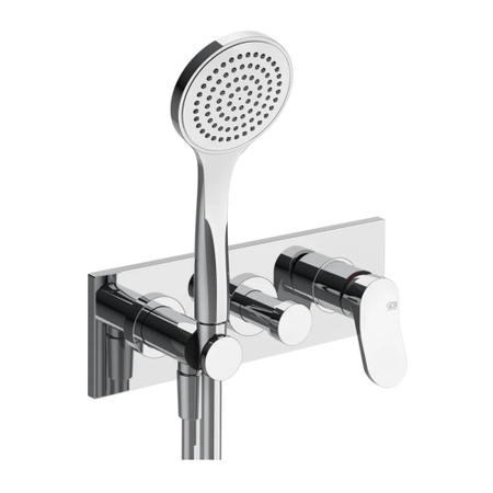 Immagine di Gessi VIA MERAVIGLI miscelatore doccia a parete, a 2 vie, con doccetta, senza corpo incasso, prima uscita doccetta, finitura cromo 56040#031