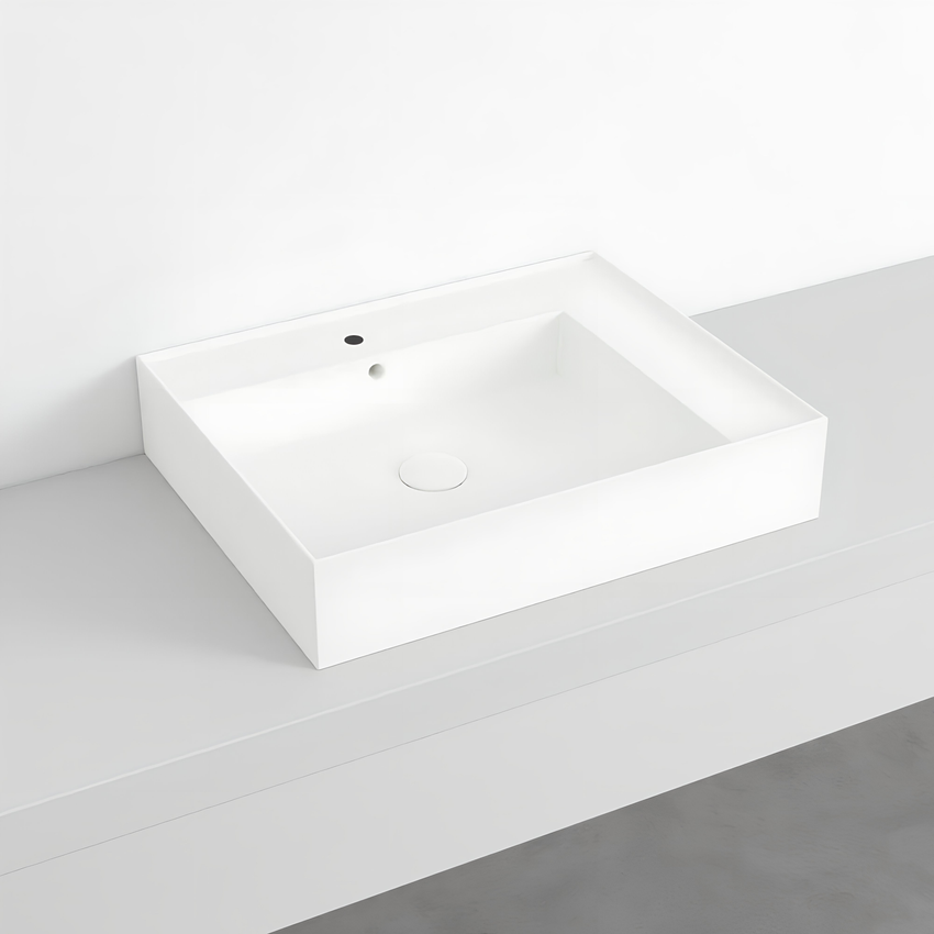 Immagine di Cielo ENJOY lavabo sospeso rettangolare L.60 cm, con foro per rubinetteria, con troppopieno, colore bianco finitura lucido EJLA60