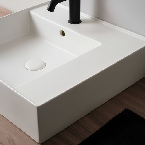 Immagine di Cielo ENJOY lavabo sospeso rettangolare L.50 cm, con foro per rubinetteria, con troppopieno, colore bianco finitura lucido EJLA50