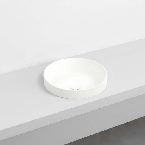 Immagine di Cielo ENJOY lavabo semincasso rotondo Ø 40 cm, senza foro per rubinetteria e senza troppopieno, colore bianco finitura lucido EJLASIT