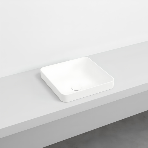 Immagine di Cielo ENJOY lavabo semincasso quadrato 40 cm, senza foro per rubinetteria e senza troppopieno, colore bianco finitura lucido EJLASIQ