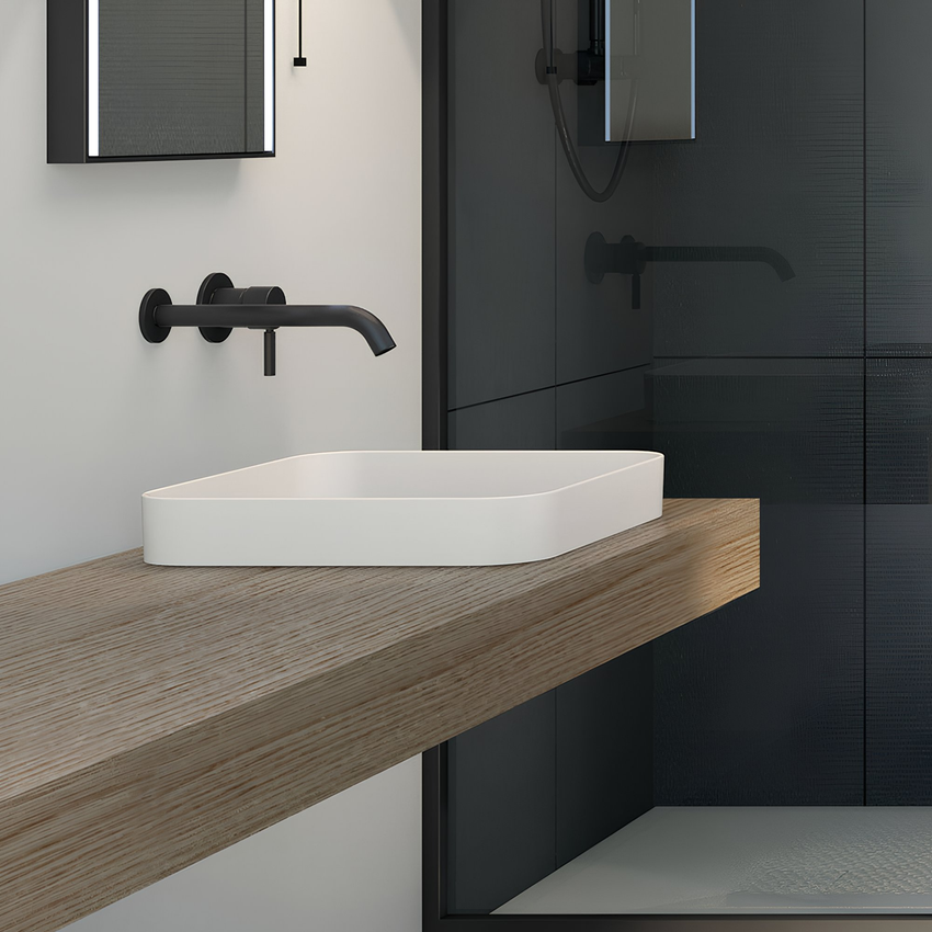 Immagine di Cielo ENJOY lavabo semincasso quadrato 40 cm, senza foro per rubinetteria e senza troppopieno, colore bianco finitura lucido EJLASIQ