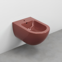 Immagine di Cielo ENJOY bidet sospeso monoforo, con troppopieno, completo di fissaggio, colore corallo finitura lucido EJBSCO