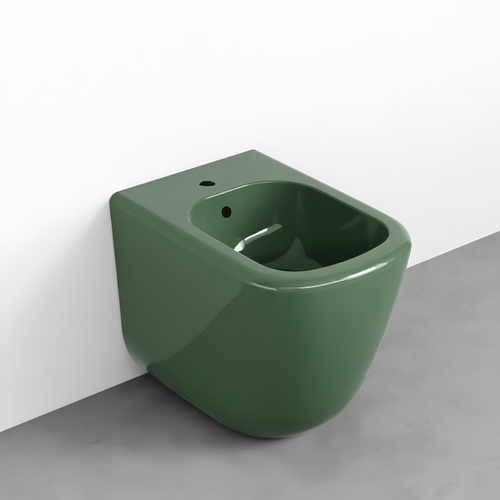 Immagine di Cielo ERA set completo sanitari a pavimento vaso rimless, sedile a discesa rallentata, bidet monoforo con troppopieno, colore alga finitura lucido ERVAKAL+CPVERTFAL+ERBIAL