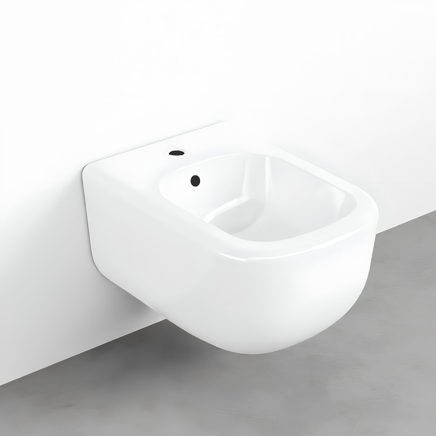 Immagine di Cielo ERA bidet sospeso monoforo, con troppopieno, completo di fissaggio, colore bianco finitura lucido ERBS