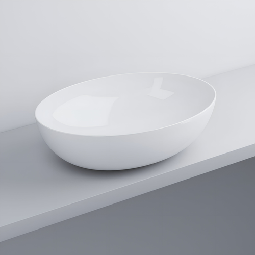 Immagine di Cielo ERA ECO 62 bacinella ovale L.62 cm, senza foro per rubinetteria e senza troppopieno, colore bianco finitura lucido BAECO