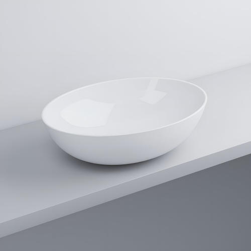 Immagine di Cielo ERA ECO SMALL bacinella ovale L.58 cm, senza foro per rubinetteria e senza troppopieno, colore bianco finitura lucido BAECO58