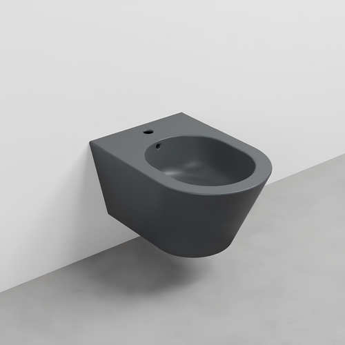 Immagine di Cielo MARE set completo sanitari sospesi vaso rimless, sedile a discesa rallentata, bidet monoforo con troppopieno, colore basalto finitura opaco MRVSKBA+CPVMRTFBA+MRBSBA