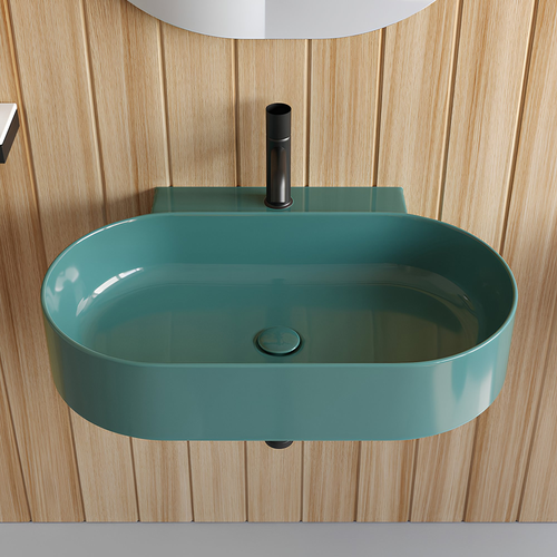 Immagine di Cielo MARE lavabo sospeso ovale L.70 cm, con foro per rubinetteria, senza troppopieno, colore bianco finitura lucido MRLS70