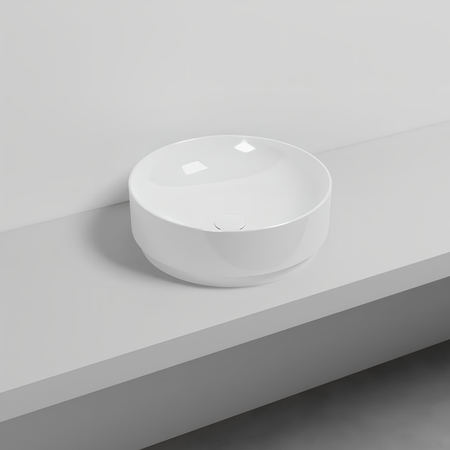 Immagine di Cielo MARE lavabo da appoggio tondo Ø 45 cm, senza foro per rubinetteria e senza troppopieno, colore bianco finitura lucido MRLAT
