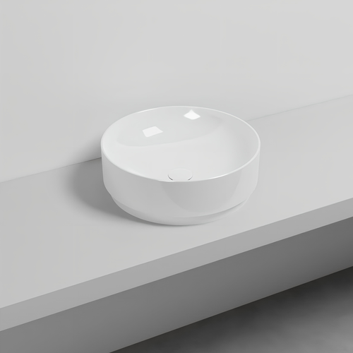Immagine di Cielo MARE lavabo da appoggio tondo Ø 45 cm, senza foro per rubinetteria e senza troppopieno, colore bianco finitura lucido MRLAT