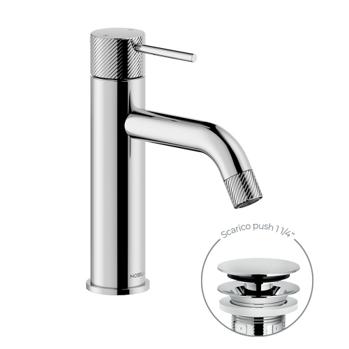 Immagine di Nobili RESPIRO miscelatore monocomando H.20 cm per lavabo, con scarico push 1 1/4”, finitura cromo RS131118/2CR