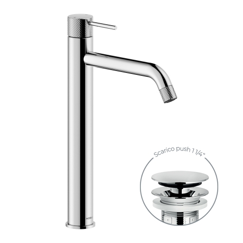 Immagine di Nobili RESPIRO miscelatore monocomando H.35 cm per lavabo, con scarico push 1 1/4”, finitura cromo RS131128/2CR