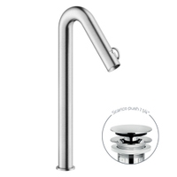 Immagine di Nobili SOLE miscelatore monocomando a bacinella H.43.5 cm, con scarico push 1 1/4”, finitura inox spazzolato SO130128/2IX