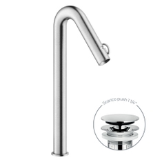 Immagine di Nobili SOLE miscelatore monocomando bacinella H.44 cm, con scarico push, finitura inox spazzolato SO130128/2IX