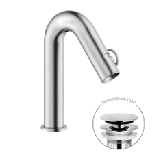 Immagine di Nobili SOLE miscelatore monocomando lavabo H.23 cm, con scarico push 1 1/4”, finitura inox spazzolato SO130118/2IX