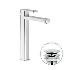 Immagine di Nobili LOOP miscelatore per bacinella H.28 cm, con scarico push, finitura cromo LP90128/2CR
