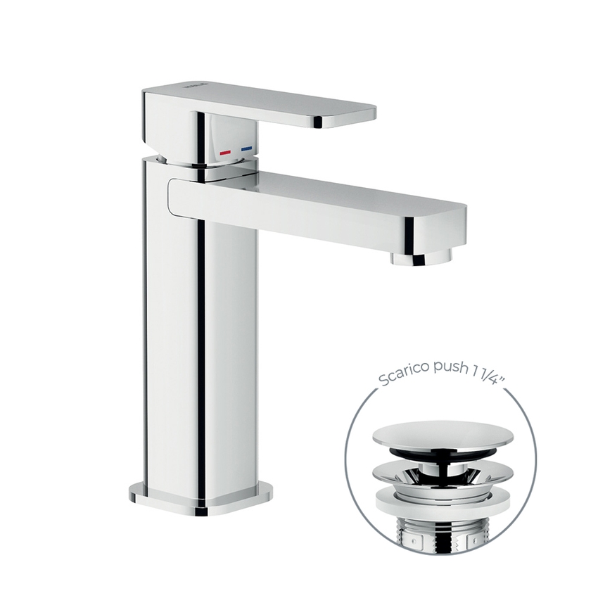 Immagine di Nobili LOOP miscelatore lavabo H.17 cm, con scarico push, finitura cromo LP90118/3CR
