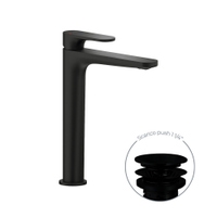 Immagine di Nobili YOYO miscelatore monocomando lavabo H.27.5 P.17.1 cm, a risparmio energetico, con scarico push 1 1/4” e limitatore di portata e di energia, colore mora finitura opaco YOE126128/2BM