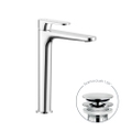 Immagine di Nobili YOYO miscelatore monocomando lavabo H.27.5 P.17.1 cm, a risparmio energetico, con scarico push 1 1/4” e limitatore di portata e di energia, finitura cromo YOE126128/2CR