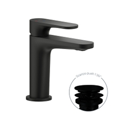 Immagine di Nobili YOYO miscelatore monocomando lavabo H.15.5 P.11.1 cm, a risparmio energetico, con scarico push 1 1/4”, colore mora finitura opaco YOE126118/2BM