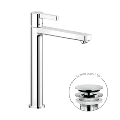 Immagine di Nobili LIRA miscelatore monocomando per bacinella H.29 cm, con scarico push, finitura cromo LR116128/2CR