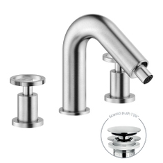 Immagine di Nobili SOLE batteria 3 fori per bidet, con scarico push 1 1/4”, finitura inox spazzolato SO130215/2IX