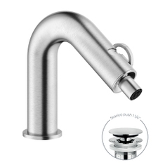Immagine di Nobili SOLE miscelatore monocomando per bidet H.16 cm, con scarico push, finitura inox spazzolato SO130119/2IX