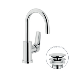 Immagine di Nobili NOBI miscelatore monocomando per lavello, con bocca girevole, con scarico push, finitura cromo NB84338/2CR