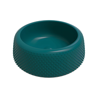 Immagine di Flaminia FALALA lavabo rotondo da appoggio Ø 46 cm, senza bordo per rubinetteria e troppopieno, colore petrolio finitura opaco FA46APET