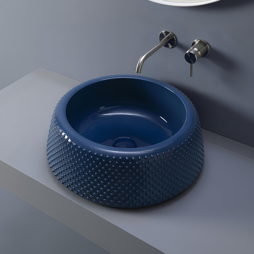 Immagine di Flaminia FALALA lavabo rotondo da appoggio Ø 46 cm, senza bordo per rubinetteria e troppopieno, colore topazio finitura lucido FA46ATOP