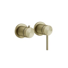 Immagine di Gessi 316 SHOWER parte esterna miscelatore doccia a parete 2 vie, senza corpo incasso, finitura brass brushed PVD 54077#727