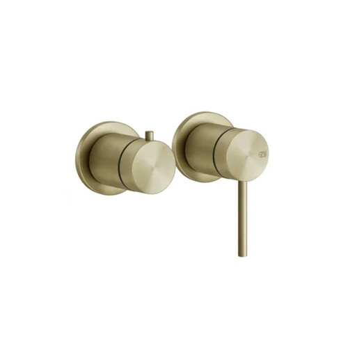 Immagine di Gessi 316 SHOWER parte esterna miscelatore doccia a parete 2 vie, senza corpo incasso, finitura brass brushed PVD 54077#727