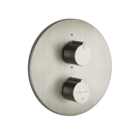 Immagine di Gessi VIA TORTONA miscelatore termostatico per doccia, a parete, senza corpo incasso, 2 vie, finitura finox brushed nickel 38777#149