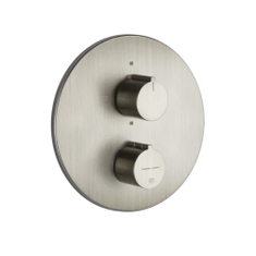 Immagine di Gessi VIA TORTONA miscelatore termostatico per doccia, a parete, senza corpo incasso, 2 vie, finitura finox brushed nickel 38777#149