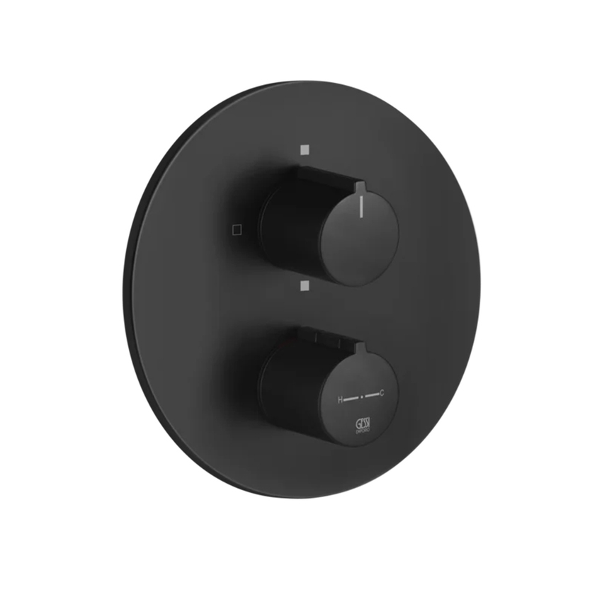 Immagine di Gessi SHOWER miscelatore termostatico per doccia, a parete, senza corpo incasso, 2 vie, colore nero finitura opaco 38777#299