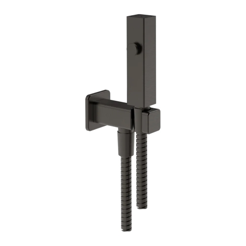 Immagine di Gessi RETTANGOLO scopino a getto d'acqua a parete, con attacco da 1/2", finitura black metal brushed PVD 33823#707