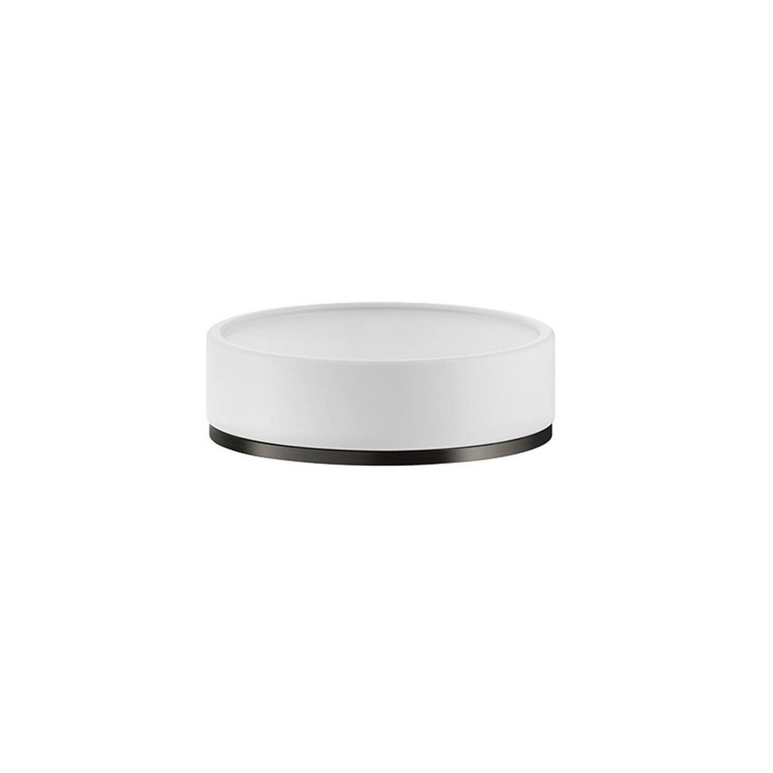 Immagine di Gessi TONDO ACCESSORIES porta sapone d'appoggio colore bianco, finitura black metal brushed PVD 58525#707