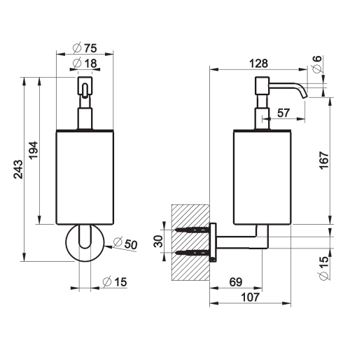 Immagine di Gessi ACCESSORIES dispenser sapone a parete colore nero, finitura cromo 63614#031