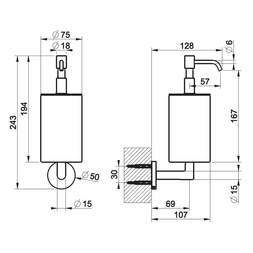 Immagine di Gessi ACCESSORIES dispenser sapone a parete colore nero, finitura cromo 63614#031