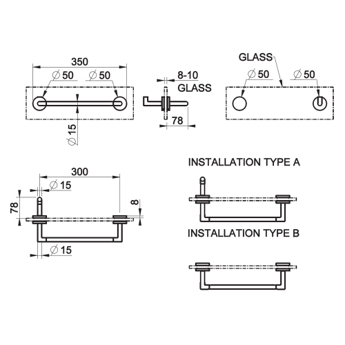 Immagine di Gessi ACCESSORIES maniglia e porta salvietta L.30 cm per vetro, finitura cromo 63724#031