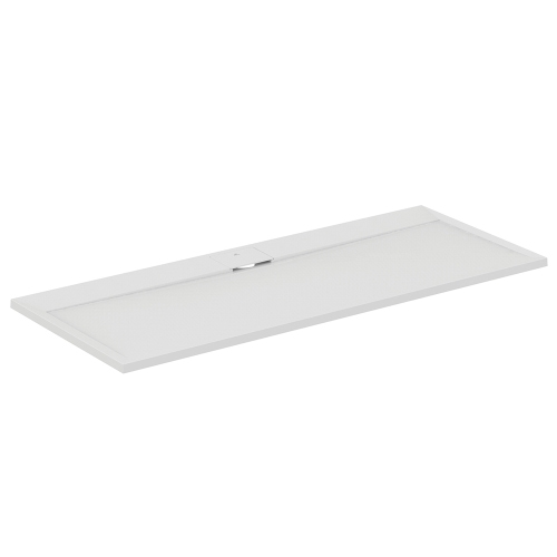 Immagine di Ideal Standard ULTRA FLAT S I.LIFE piatto doccia rettangolare L.170 P.70 cm, antiscivolo e con scarico nascosto sul lato lungo, in IdealSolid+, effetto pietra, colore bianco finitura opaco T5244FR