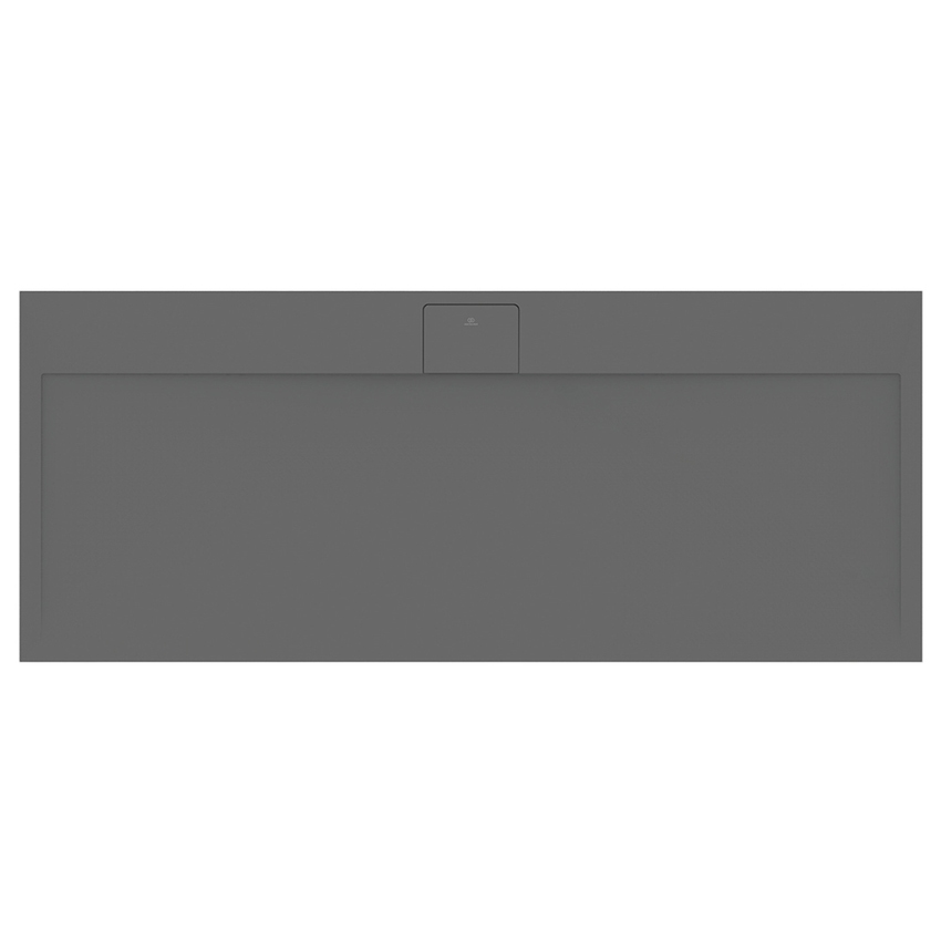 Immagine di Ideal Standard ULTRA FLAT S I.LIFE piatto doccia rettangolare L.170 P.70 cm, antiscivolo e con scarico nascosto sul lato lungo, in IdealSolid+, effetto pietra, colore grigio cemento finitura opaco T5244FS