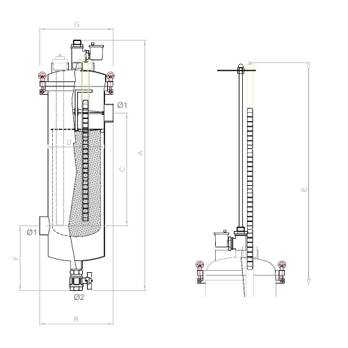 Immagine di Foridra IDRAMAG F 65 filtro defangatore magnetico in acciaio inox per installazione in linea, attacchi 2" 1/2 G, con magnete removibile, portata massima 20 mc/h I.F65